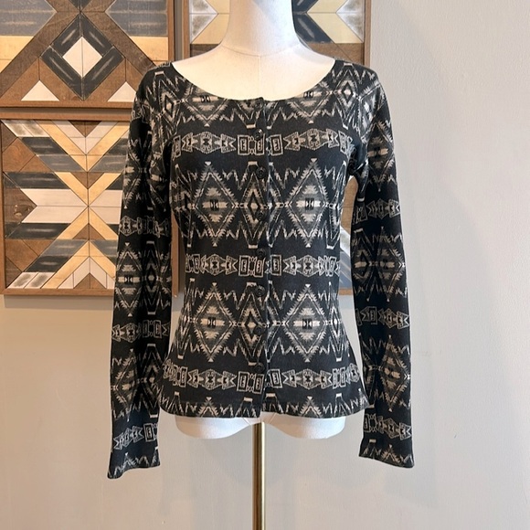 Ralph Lauren Country Vintage Aztec Knit Long Sleeve Top Cardigan Sweater Small - Picture 1 of 10